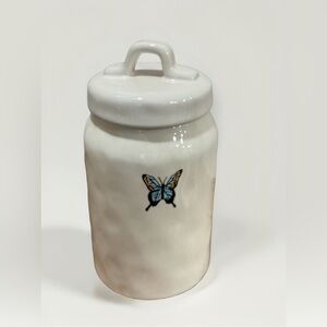 Rae Dunn Magenta Vintage OG - M Stamped Medium Butterfly canister